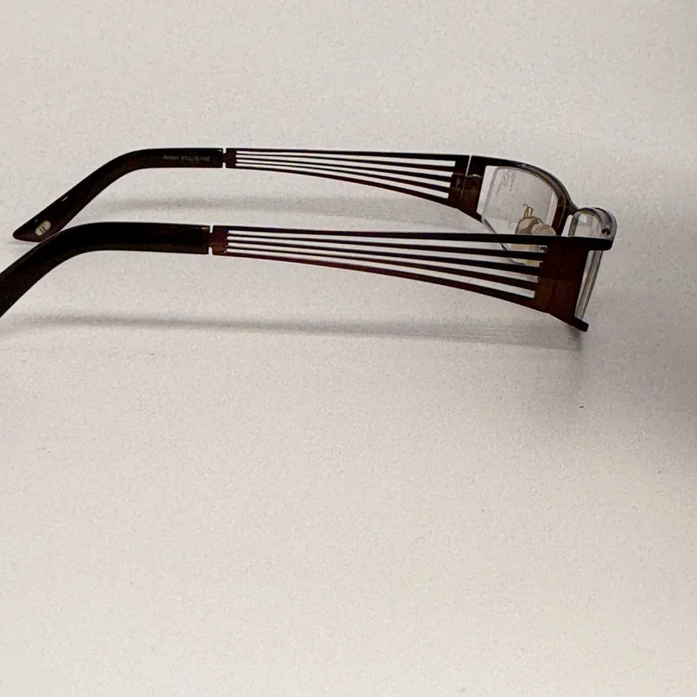 DiCaprio Brown Rectangular Eyeglasses‎ Frames 51-18-140 Striped Temple Design